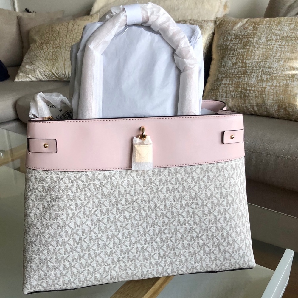 Michael Kors Large Logo Leather Satchel - Picture 8 of 8